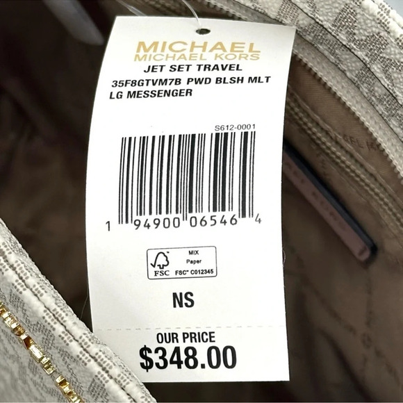 Michael Kors Large Messenger Bag & Large Double Zip Wallet Vanilla/Powder Blush - Picture 13 of 14